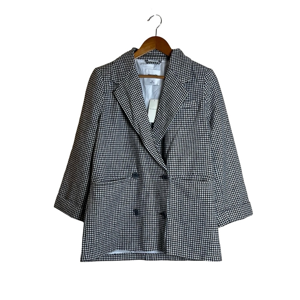 NWT Abercrombie & fitch gingham linen blend blazer